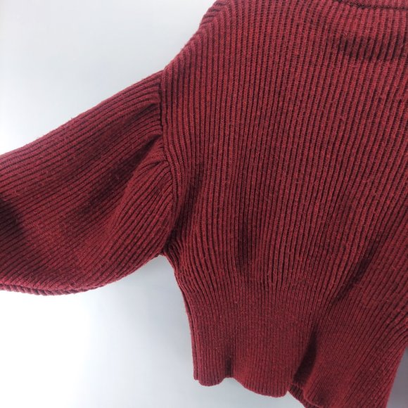 Zara knit Ribbed knit sweater size small balloon sleeve - Picture 8 of 8